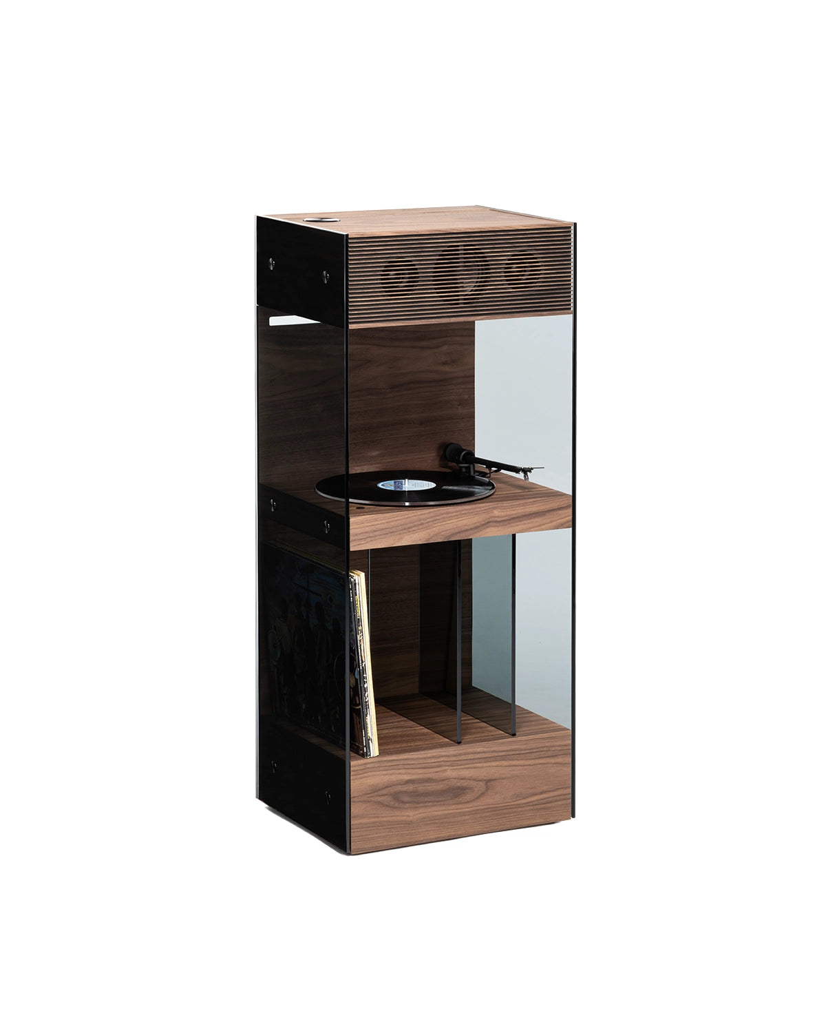 PR Alta, meuble audio La Boite concept avec platine vinyle intégrée et enceinte connectée airplay 2 haute-fidélité